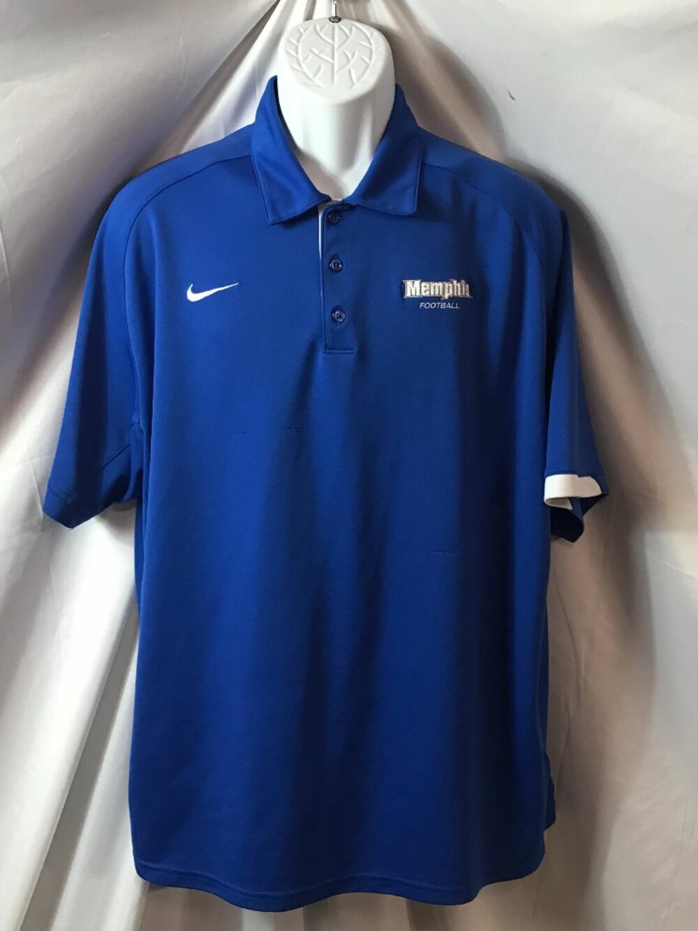 Nike Memphis State University MSU FOOTBALL Athletic Sport Cut Polo Shirt